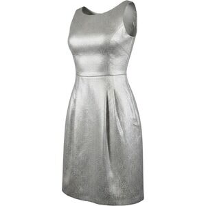 Dalia Silver Metallic Lurex Cocktail Dress Size 2 Holiday Party New Year's Glam